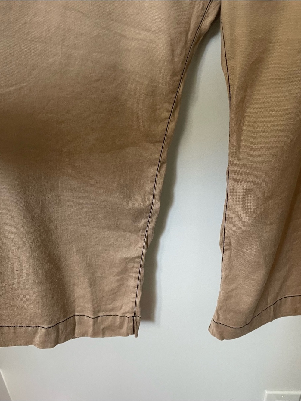 Anthropologie Maeve The Colette Cropped Wide-Leg Pants Contrast-Stitch Linen 31 - Picture 8 of 11